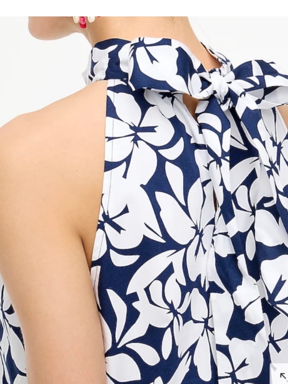 J. Crew Navy & White Floral Halter Tie Neck Shift Dress 0 - Picture 2 of 11
